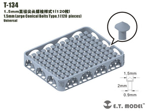 Boulons coniques de grande taille ET modèle T-134, 1,5 mm, type 1, 120 pièces