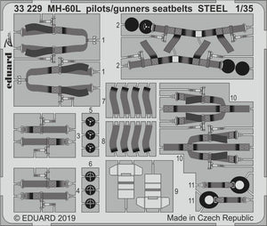 Ceintures de sécurité pour pilotes/mitrailleurs Eduard 33229 MH-60L STEEL KITTY HAWK 1/35