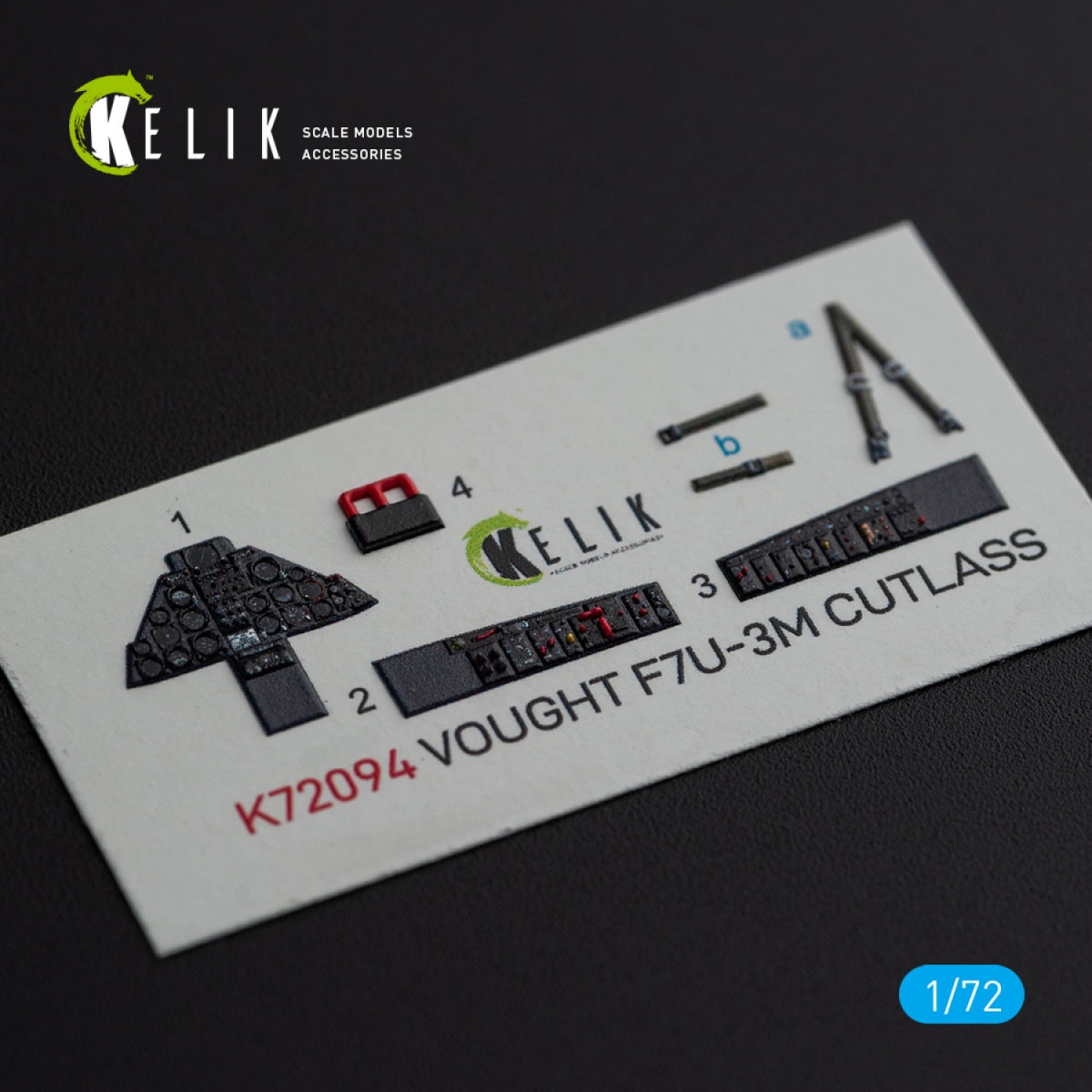 KELIK K72094 Vought F7U-3M Cutlass - décalcomanies 3D intérieures pour maquette Fujimi au 1/72