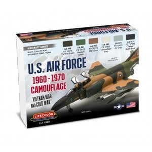 Coffret de peinture acrylique Lifecolor CS62 USAF 1960-70, 6 x 22 ml