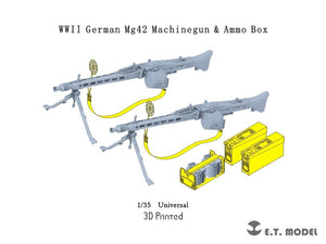Maquette ET Model P35-217 Mitrailleuse allemande MG42 et boîte de munitions de la Seconde Guerre mondiale (impression 3D) 1/35