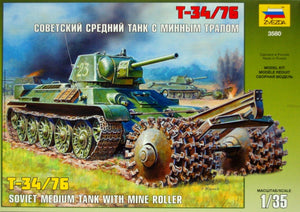 Zvezda 3580 Char soviétique T-34/76 avec rouleau de déminage (1/35)