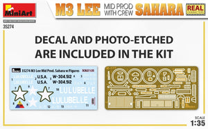 MiniArt 35274 M3 LEE MID FABRIQUÉ PAR SAHARA AVEC ÉQUIPAGE 1/35 – immagine 2