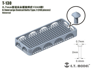 Boulons coniques de grande taille ET modèle T-130, 0,7 mm, type 1, 240 pièces