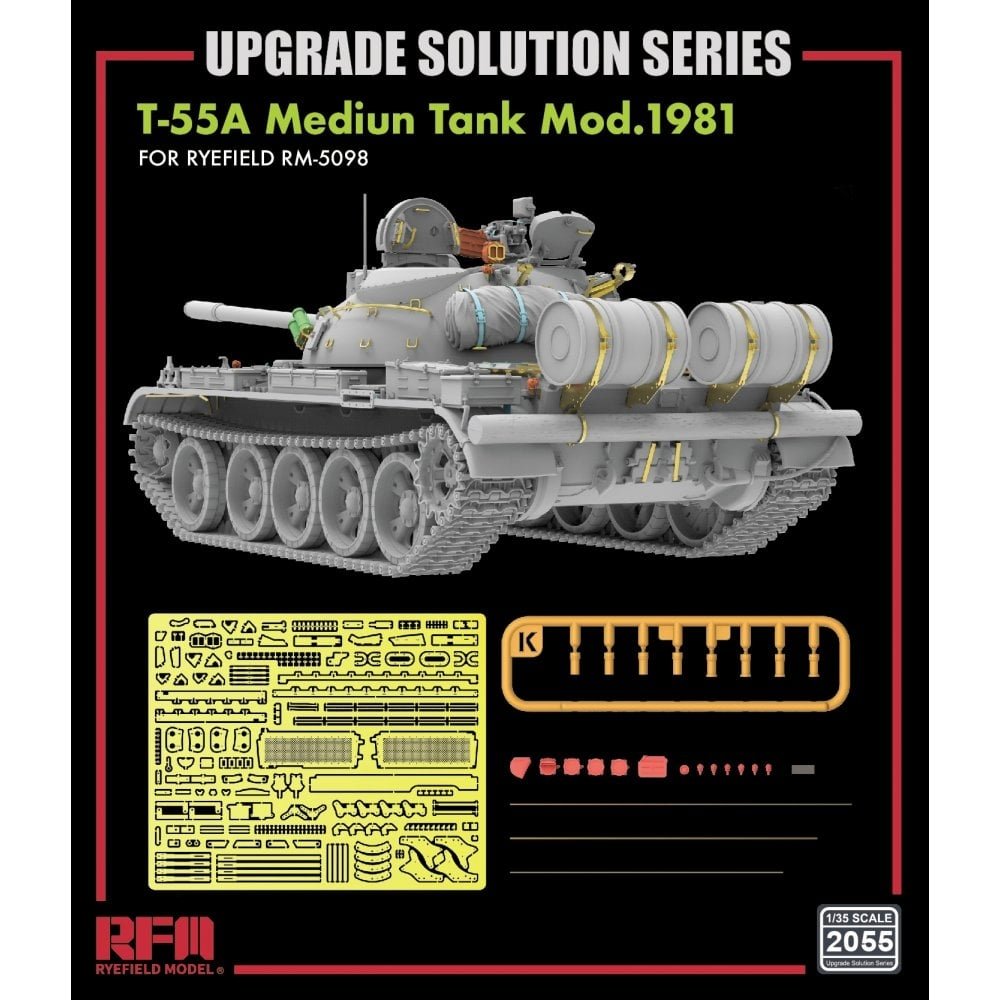 Maquette Rye Field 2055 T-55A Char moyen Mod. 1981 pour RFM5098 - Solution de mise à niveau 1/35 – image 2