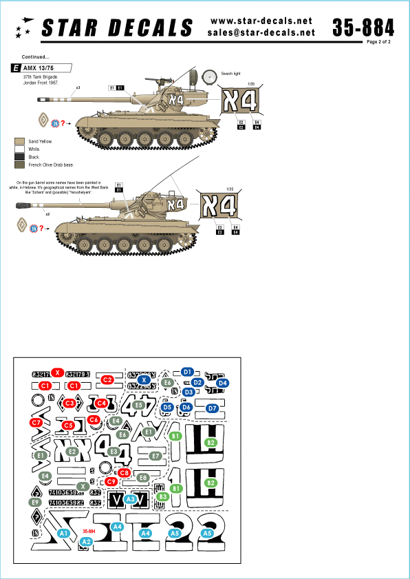 Star Decals 35-884 Véhicules blindés israéliens 3 M1 Sherman + AMX 13/75 1/35 – immagine 2