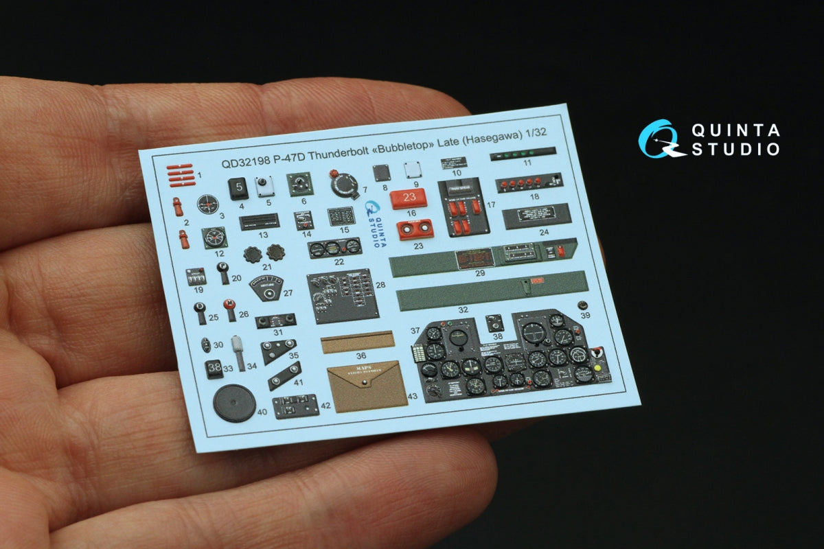 Quinta Studio QD32198 P-47D Thunderbolt Bubbletop Late, intérieur coloré imprimé en 3D sur papier décalcomanie (Hasegawa), échelle 1/32 – image 3