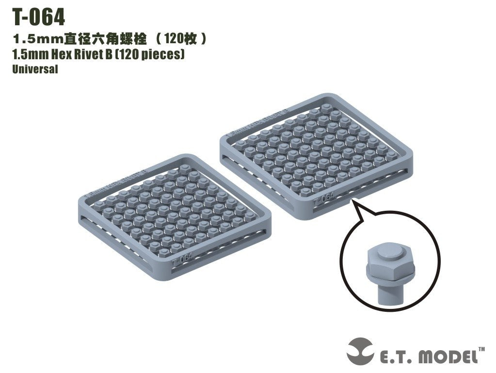 Rivet hexagonal ET modèle T-064 1,5 mm (240 pièces) (rivets) 