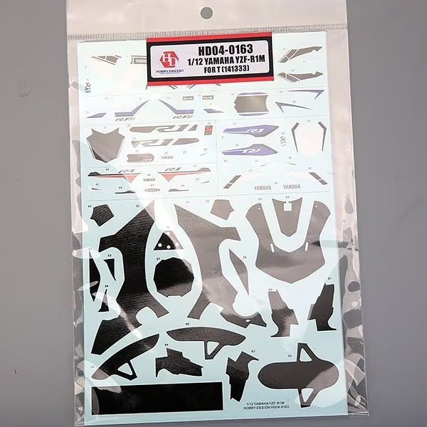 Planche de décalcomanies en fibre de carbone Hobby Design HD04-0163 Yamaha YZF-R1M pour Tamiya 14133 1/12