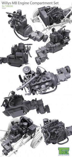 Ensemble de compartiment moteur T-Rex Studio TR35052 Willys MB pour TAKOM 1/35 – image 4