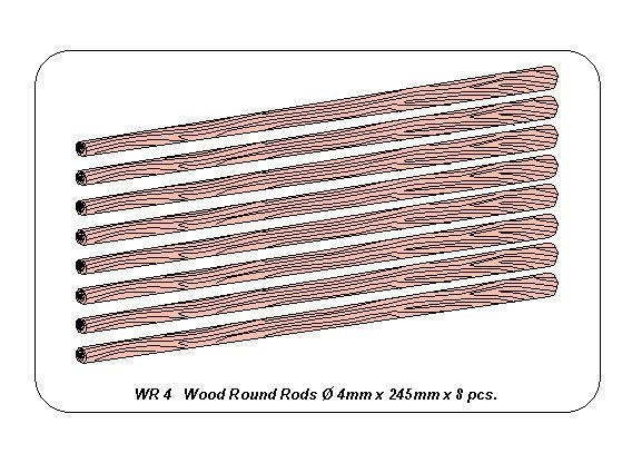 Tiges en bois Aber WR4, longueur 4 mm, 250 mm x 8 pièces. – image 3