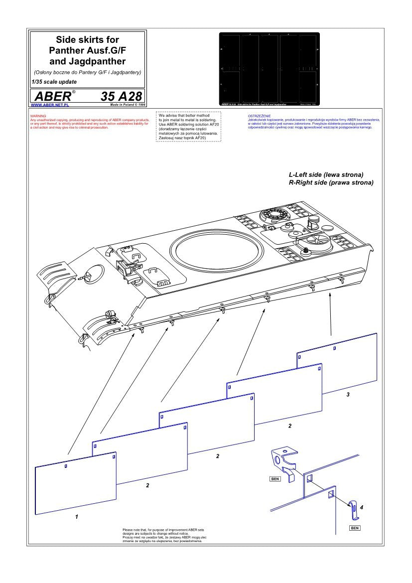 Aber 35A028 Jupes latérales pour Panther Ausf.G et Jagdpanther – imagen 4