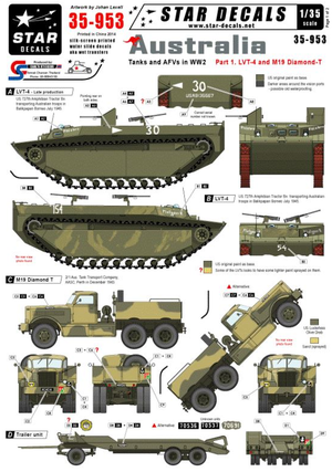Star Decals 35-953 Chars et véhicules blindés australiens n° 1 1/35