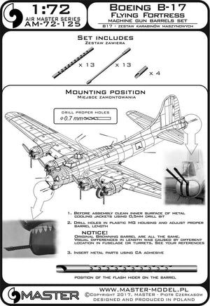 Ensemble de canons de mitrailleuse Master AM-72-125 Boeing B-17 Flying Fortress (1/72) – immagine 4