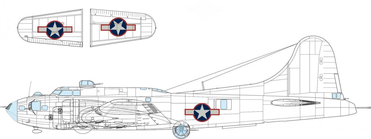 Insigne national américain Eduard EX1054 B-17F avec contour rouge EDUARD 1/48