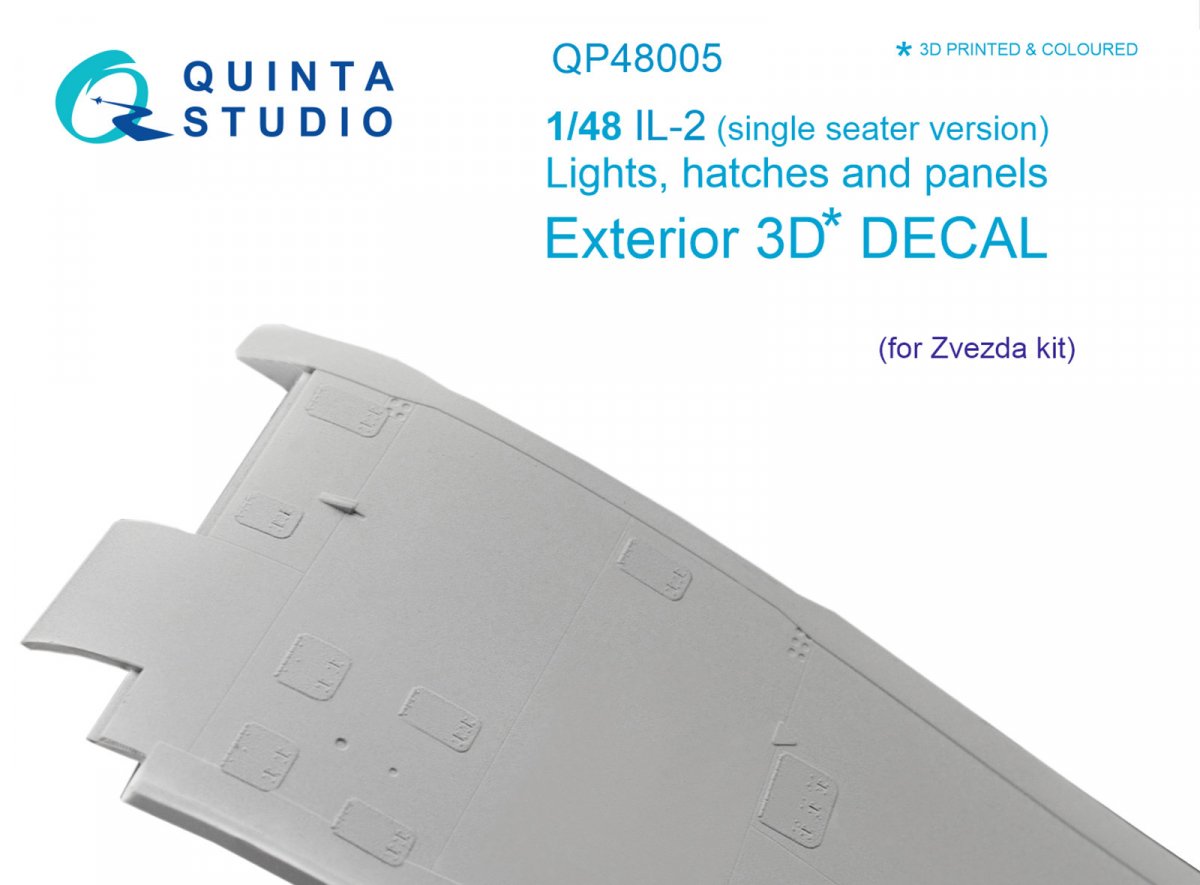 Quinta Studio QP48005 IL-2 (monoplace) feux, trappes et panneaux (Zvezda) 1/48
