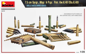 MiniArt 35375 Obus de 7,5 cm Sprgr., Nbgr. et Pzgr. Voir Kw.K.40 (Stu.K.40) avec boîtes de munitions 1/35 – image 2
