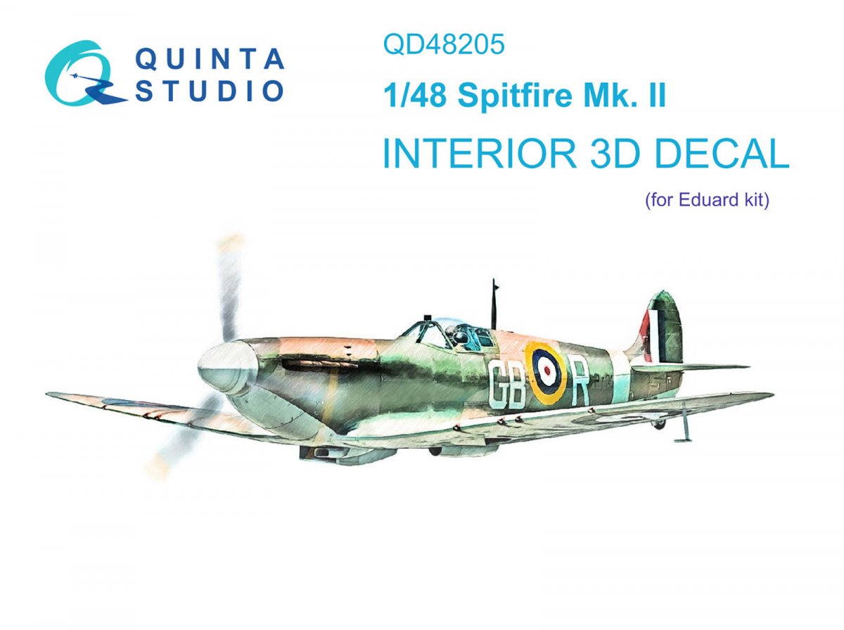 Intérieur imprimé en 3D et coloré sur papier décalcomanie (Eduard) Quinta Studio QD48205 Spitfire Mk.II 1/48