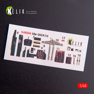 Décalcomanies 3D intérieures KELIK K48004 ME-262A1 pour maquette Tamiya au 1/48