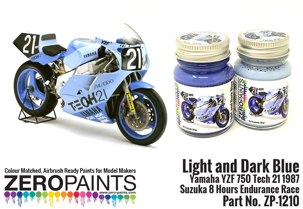 Kit de peinture Zero Paints ZP-1210 Bleu clair et bleu foncé pour Yamaha YZF 750 Tech 21 (2 x 30 ml) – immagine 3
