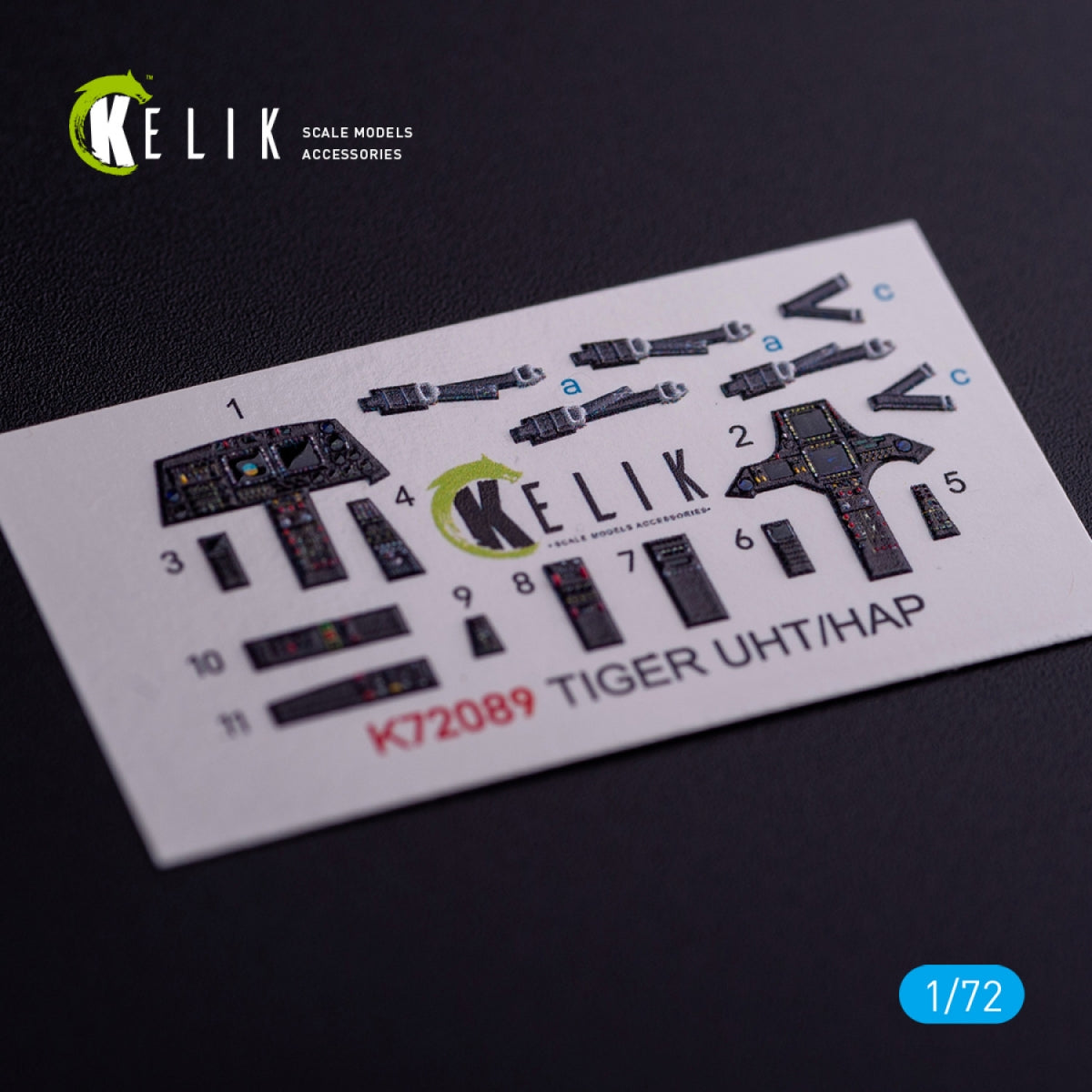 Décalcomanies 3D intérieures KELIK K72089 pour maquette Revell au 1/72 de l'Eurocopter Tiger UHT/HAP