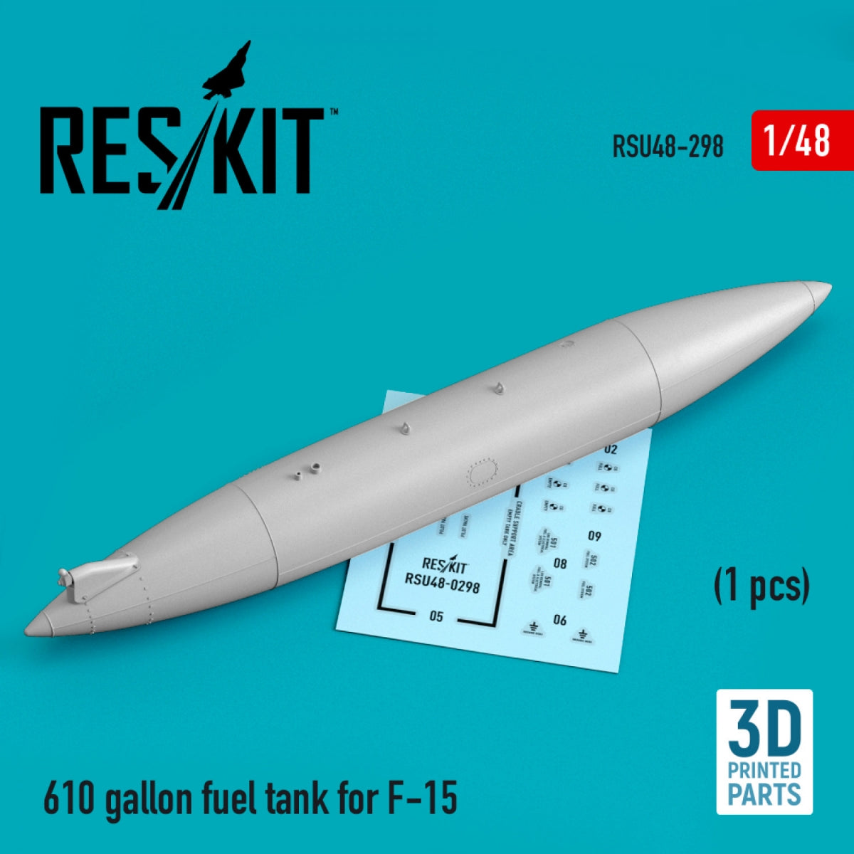 Réservoir de carburant RESKIT RSU48-0298 de 610 gallons pour F-15 (1 pièce) (imprimé en 3D) 1/48
