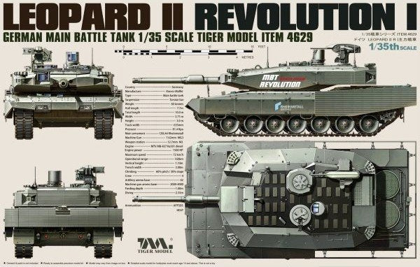 Char de combat principal allemand Tiger Model 4629 Revolution I Leopard II 1/35
