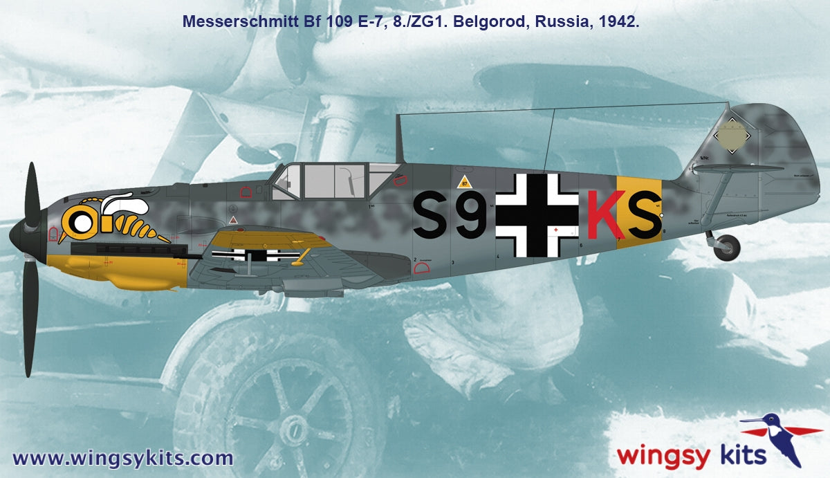 Maquette Wingsy D5-11 Chasseur allemand de la Seconde Guerre mondiale MESSERSCHMITT Bf 109 E-7 1/48 – immagine 3