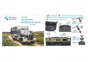 Intérieur imprimé en 3D et coloré sur papier décalcomanie Quinta Studio QD35033 Opel Blitz (Tamiya) 1/35 – image 6