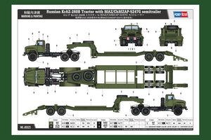 Hobby Boss 85523 Tracteur russe KrAZ-260B avec semi-remorque MAZ/ChMZAP-5247G 1/35 – image 3