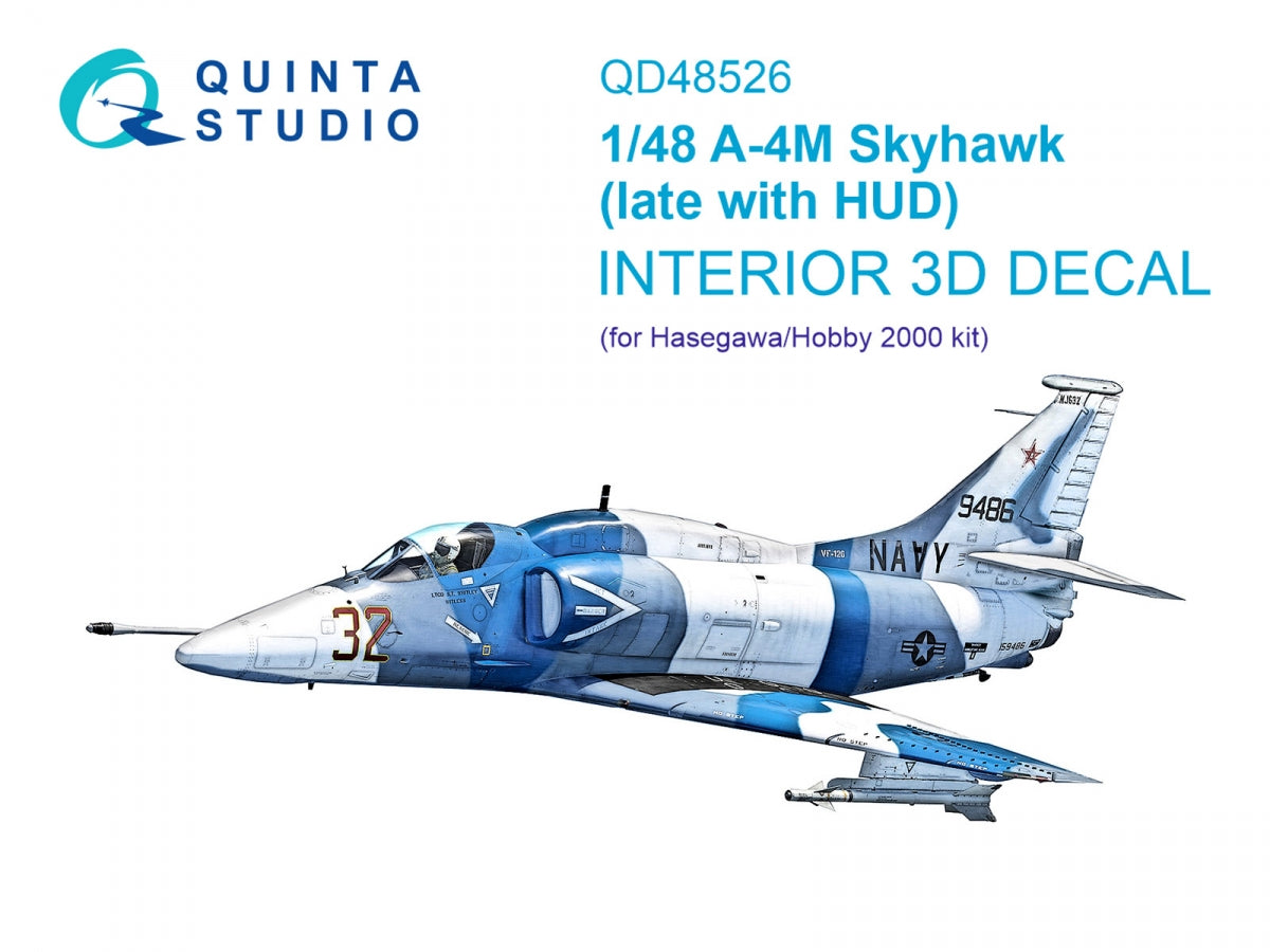 Quinta Studio QD48526 A-4M late 3D-Printed &amp; colored Interior on decal paper (Hasegawa/Hobby2000) 1/48