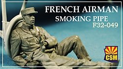 Maquette Copper State Models F32-049 : Aviateur français fumant une pipe, échelle 1/32