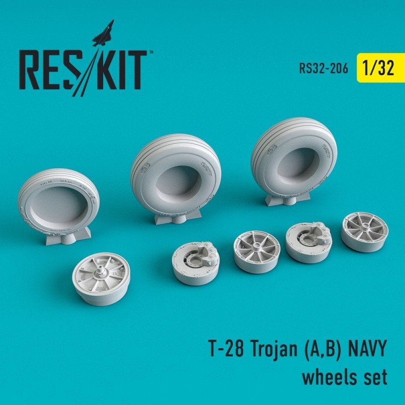 RESKIT RS32-0206 T-28 Trojan (A,B) Jeu de roues de la Marine 1/32
