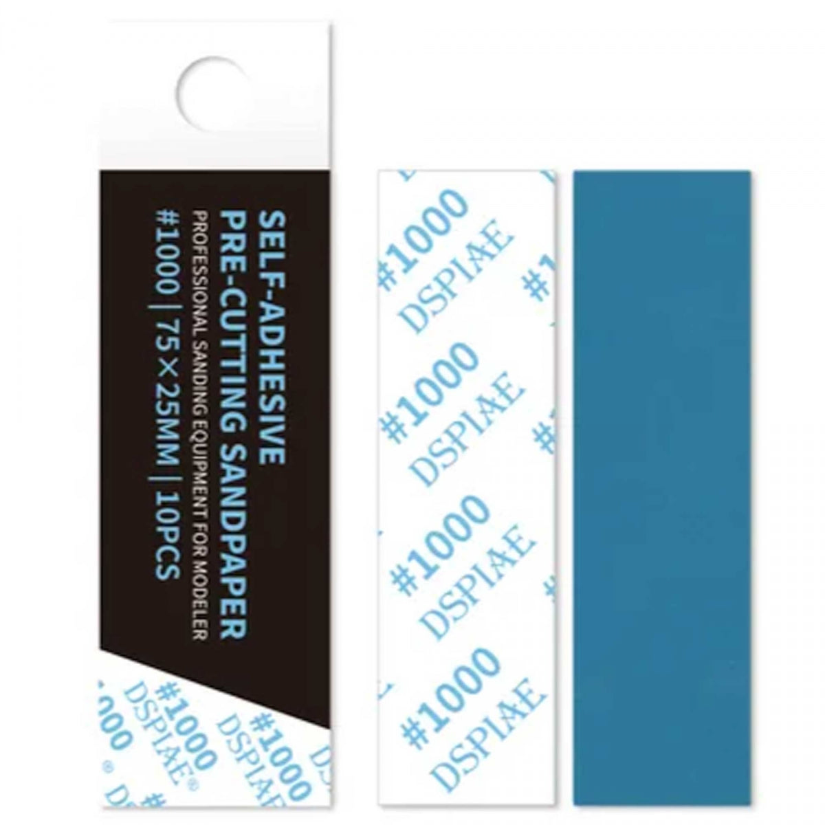 Papier de verre réutilisable autocollant DSPIAE DSP-1000 n° 1000 (75 x 25 mm) - Lot de 10