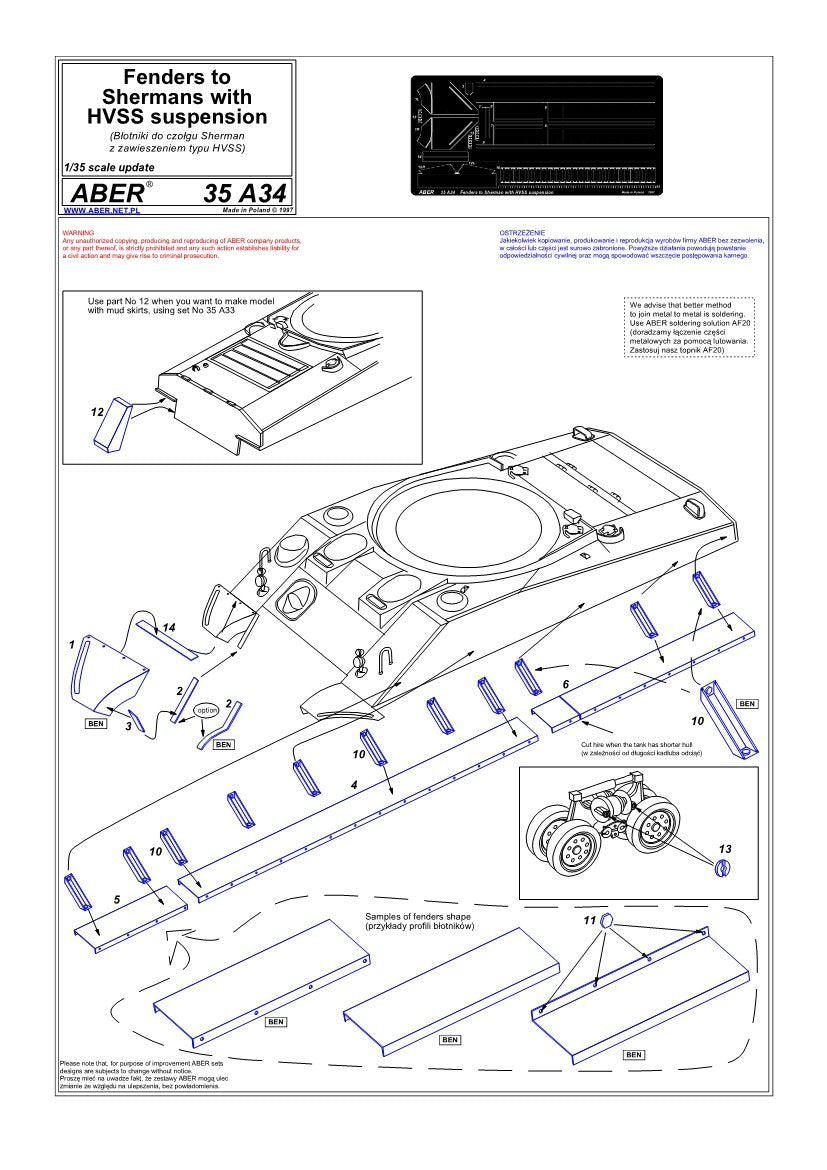 Aber 35A034 Garde-boues pour tracteur avec suspension HVSS (1/35) – Bild 4