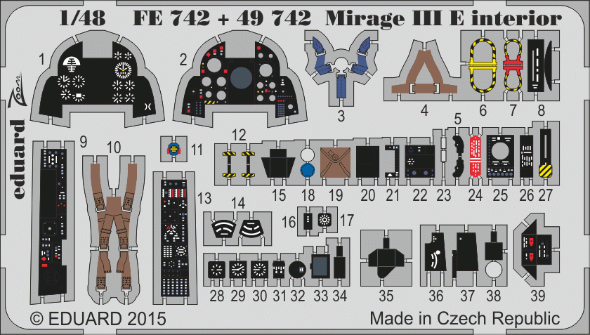 Intérieur du Mirage III E d&amp;#39;Eduard FE742, maquette cinétique au 1/48