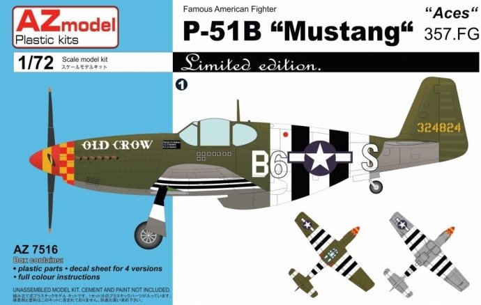 Maquette AZmodel AZ7516 P-51B Mustang 357.FG Aces 1/72