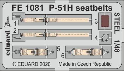 Ceintures de sécurité Eduard FE1081 P-51H en acier, maquettes à l'échelle 1/48.