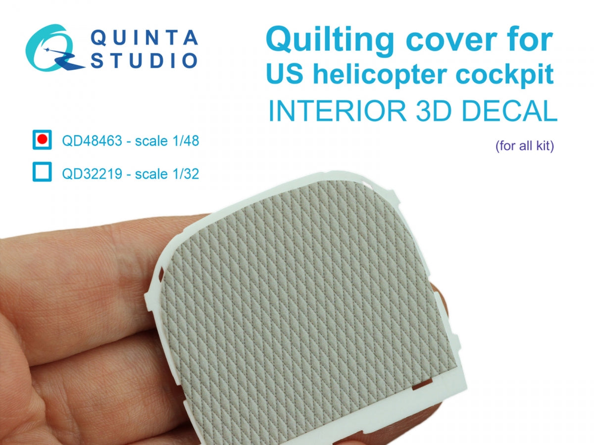 Quinta Studio QD48463 Housse matelassée pour cockpit d&amp;#39;hélicoptère américain. Intérieur coloré imprimé en 3D sur papier décalcomanie (Tous les kits) 1/48