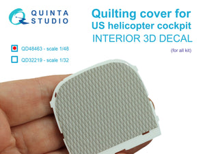 Quinta Studio QD48463 Housse matelassée pour cockpit d&amp;#39;hélicoptère américain. Intérieur coloré imprimé en 3D sur papier décalcomanie (Tous les kits) 1/48