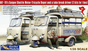 Gecko Models 35GM0113 Dépôt de moto-tricycles de la navette de Saigon (années 60-70) et un système de pause [2 kits dans 1 boîte] 1/35