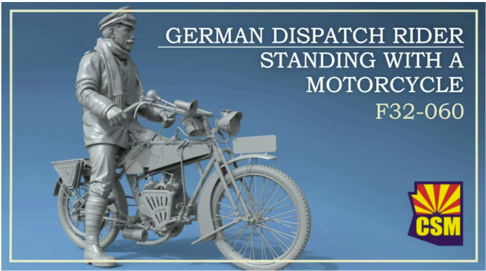 Copper State Models F32-060 Motard de liaison allemand debout avec une moto (moto non incluse) 1/32