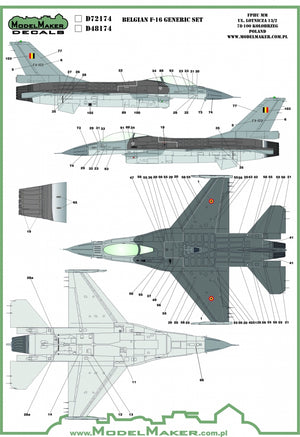 Décalcomanies ModelMaker D48174 Insignes et pochoirs belges pour F-16 - Jeu générique 1/48 – immagine 2
