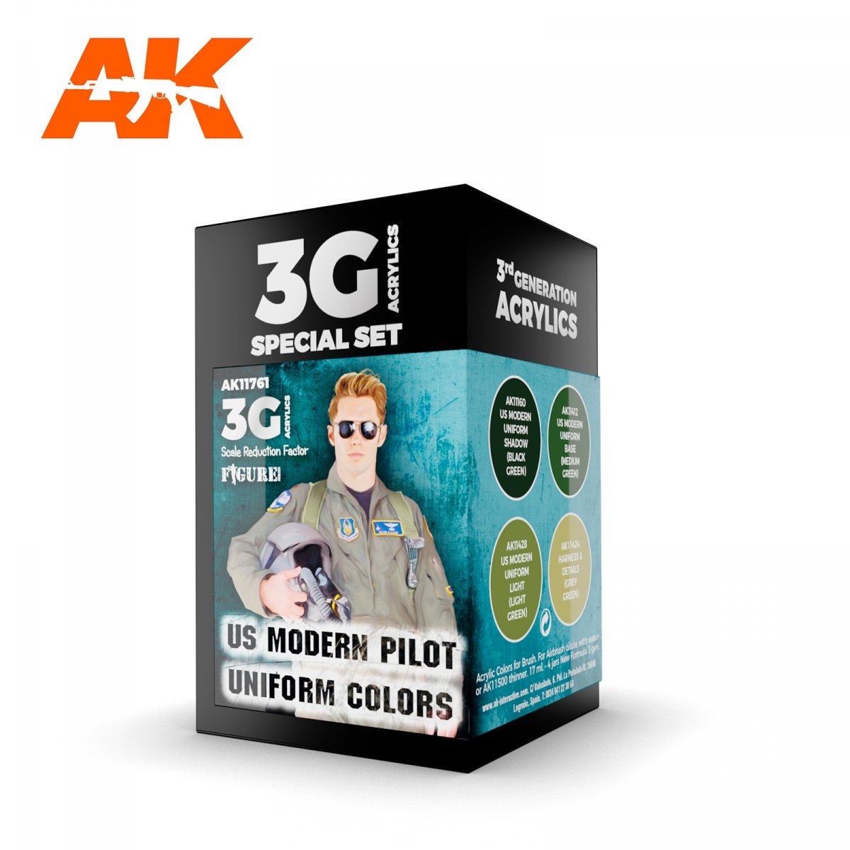 AK Interactive AK11761 Couleurs uniformes de pilote modernes américains 4 x 17 ml