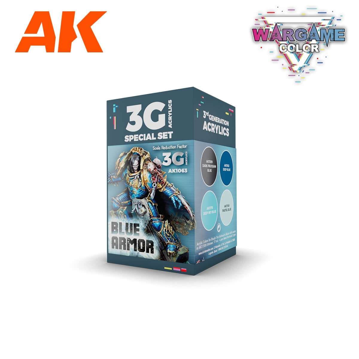 AK Interactive AK1063 WARGAME COLOR SET. BLEU ARMURE. 4x17 ml