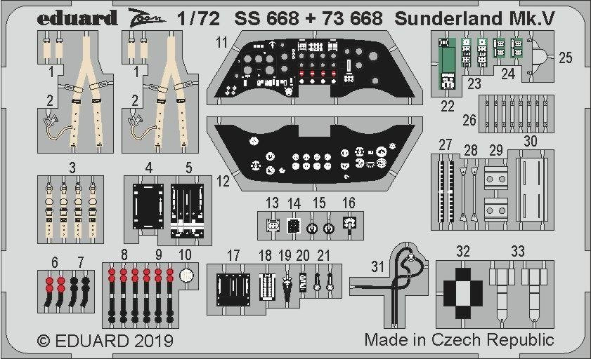 Eduard 73668 Sunderland Mk. V intérieur 1/72 SPECIAL HOBBY