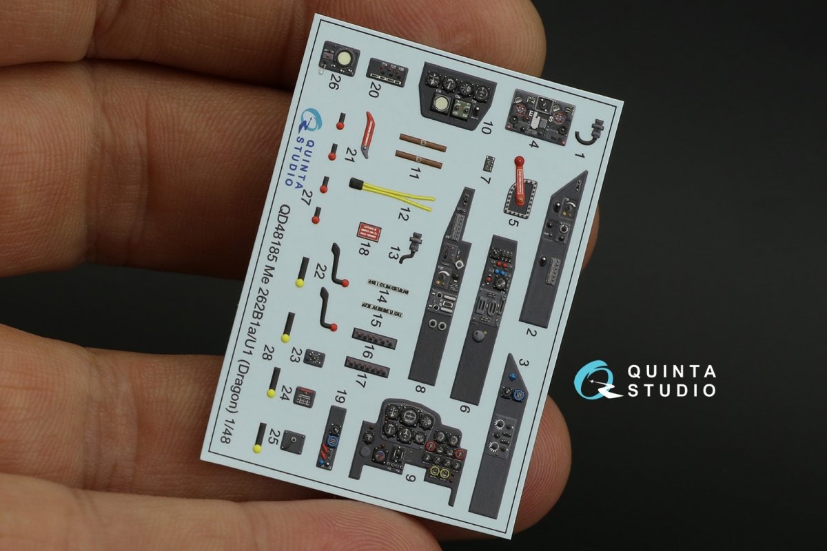 Intérieur imprimé en 3D et coloré sur papier décalcomanie (pour Dragon) Quinta Studio QD48185 Me 262B-1a/U1 1/48  – Bild 4