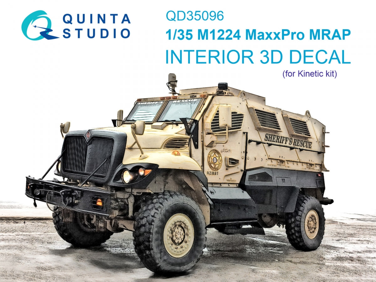 Intérieur imprimé en 3D et coloré sur papier décalcomanie Quinta Studio QD35096 M1224 MaxxPro MRAP (Kinetic) 1/35