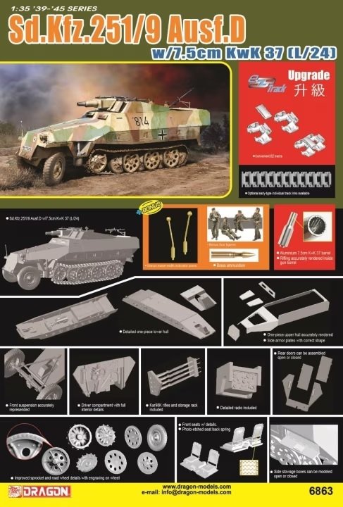 Dragon 6863 Sd.Kfz. 251/9 Ausf. D avec 7,5 cm KwK 37 (L/24) 1/35