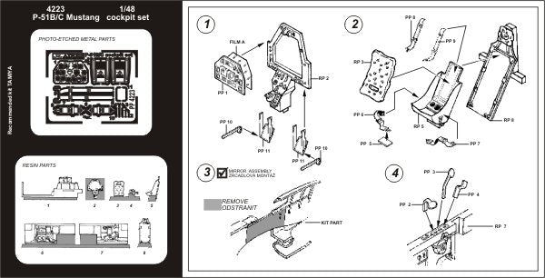 Ensemble de cockpit Aires 4223 P-51B/C Mustang 1/48 TAMIYA – immagine 2